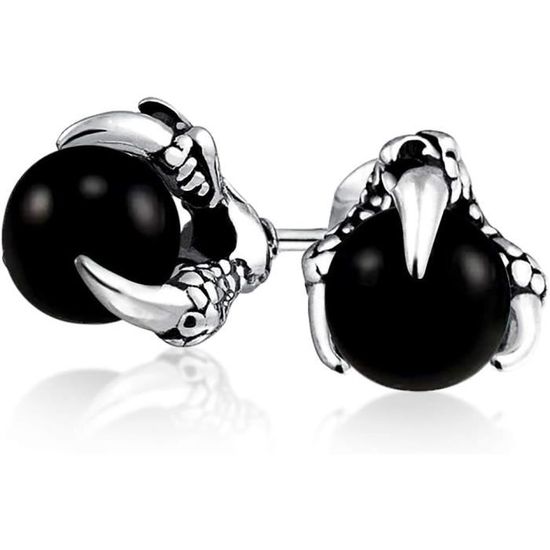 LaVenty Boucles D'Oreilles Gothiques Punk - Boucles Doigt Diable Argentées Pour Costume Halloween Et Cosplay