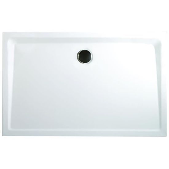 Receveur de douche rectangulaire 90x75 cm, bac à douche extra plat, acrylique blanc, à poser ou à encastrer, Schulte