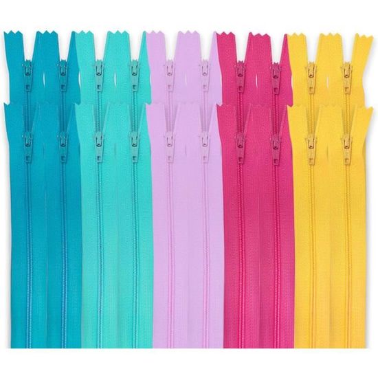 Lot De 25 Fermetures éclair Invisibles 14 Cm - Couleurs Assorties, Pas Divisible - 12