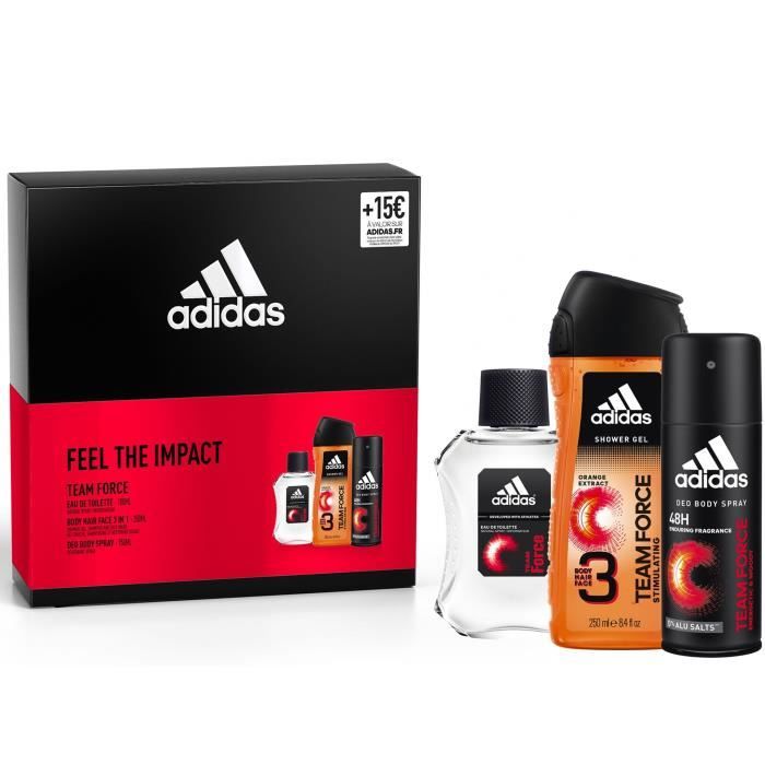 ADIDAS Coffret Team Force - Eau de toilette 100 ml, gel douche 250 ml et déodorant parfumant 150 ml