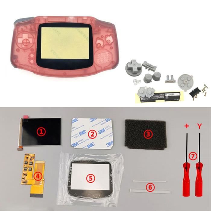 Kits d'écran LCD IPS V2 Boutons de boîtier de boîtier de coque prédécoupés pour console GBA Game Boy Advance Rose transparent