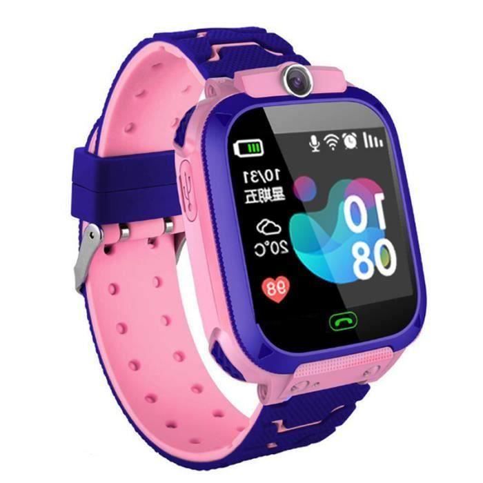 Enfants Montre Intelligente GPS Localisateur WiFi Tracker SOS Appel Android Montre connectée pour enfant - ROSE