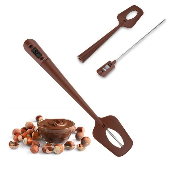 Thermomètre de cuisine, thermomètre électronique avec spatule en silicone, thermomètre alimentaire, agitateur de chocolat