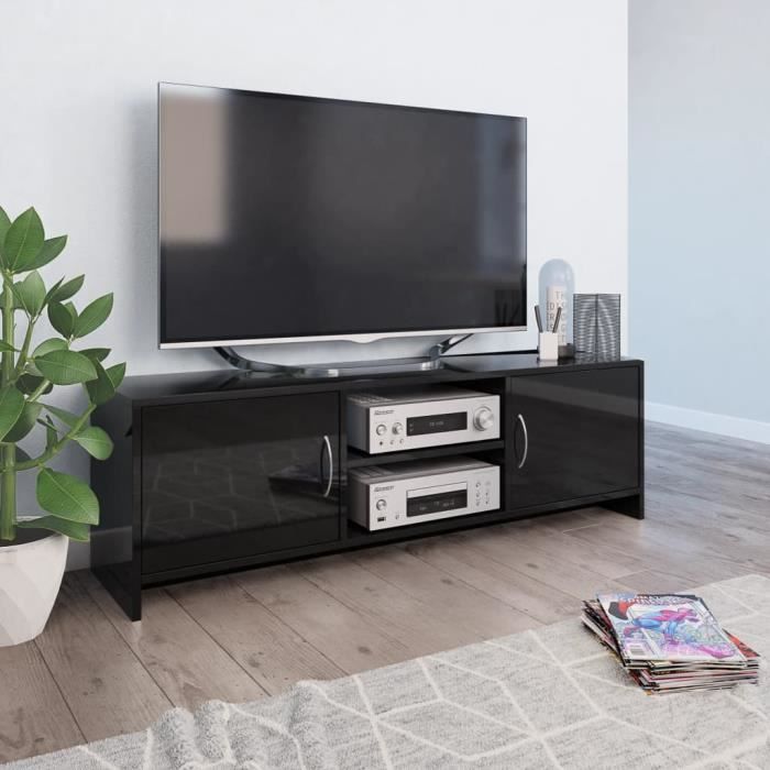 WIPES Meuble TV Noir brillant 120 x 30 x 37,5 cm Aggloméré