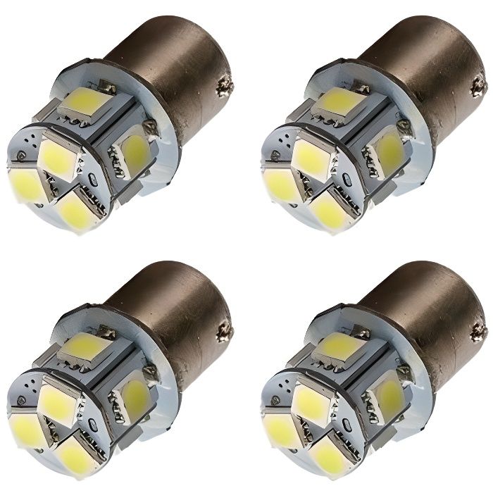 Ampoule R5W R10W P21W LED 8 leds 1156 6000K Veilleuses Feux Auto Moto