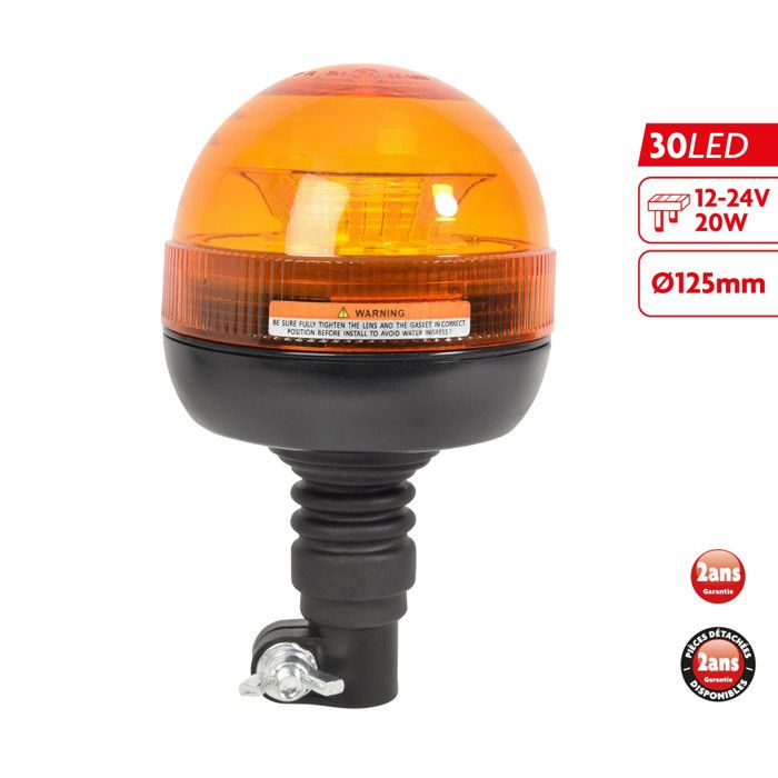 Gyrophare LED sur tige Homologué 12V - 24V 125mm