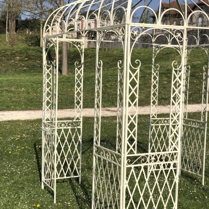 Tonnelle Pergola Gloriette Carrée de Jardin en Fer 300 cm x 220 cm x 220 cm Blanc - 14304-Pergola