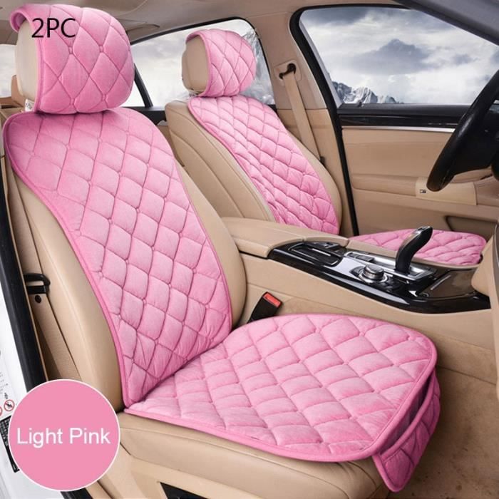 Ensemble de housses de siège de voiture universelles en peluche, rose, tapis de protection de siège Au Front Light Pink 2pc