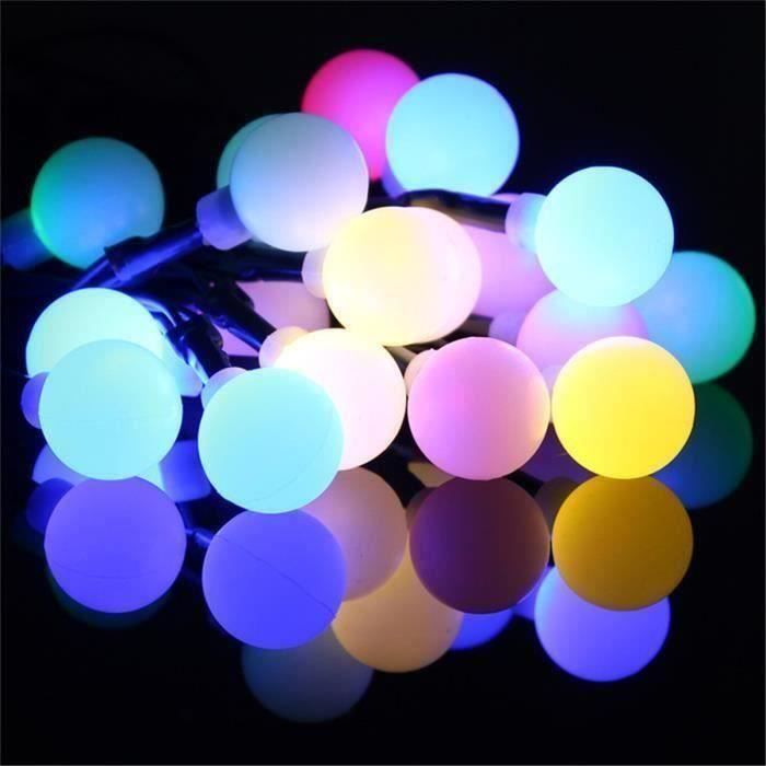 Guirlande Lumineuse Solaire 20 Boules LED Guinguette Multicolores Fée Noël Fête