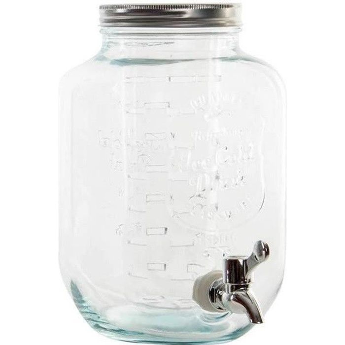 Bocal avec robinet Distributeur de boisson en verre - 4 L