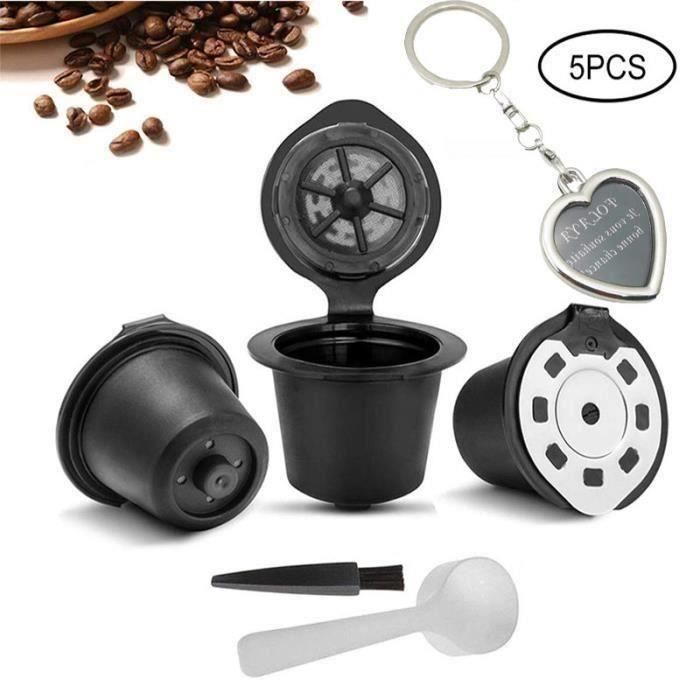 3PCS Capsule Filtre de Café Réutilisables Compatibles avec Nespresso + 1 Cuillère Plastique + 1 Brosse de Nettoyage B31086