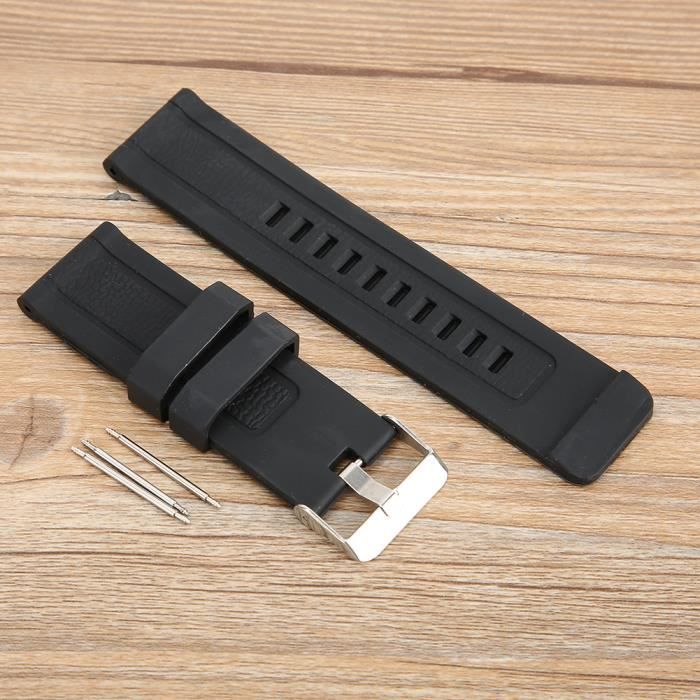 Bracelet de montre 24 mm en silicone avec boucle ardillon accessoire de montre-bracelet de sport-CHD