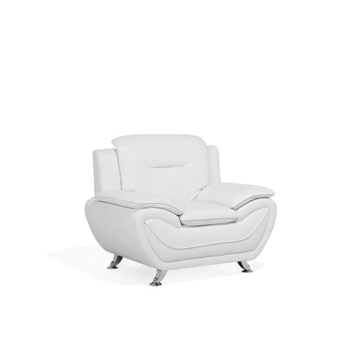 Beliani - Fauteuil en simili-cuir blanc LEIRA