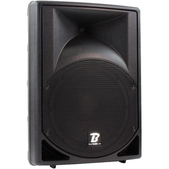 BOOMTONEDJ MS12A MP3 Enceinte professionnelle amplifiée ABS 2 voies 12- 200W - Entrée micro, Lecteur USB/SDHC et récepteur Bluetooth