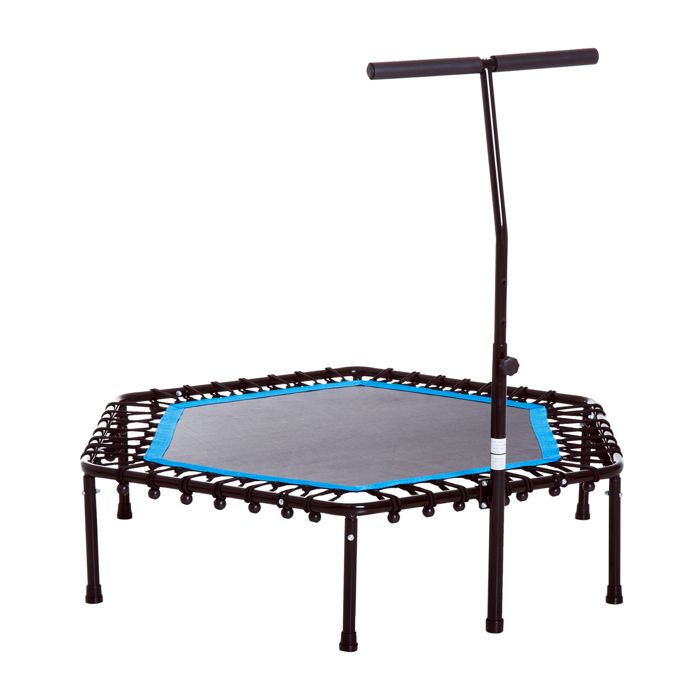 HOMCOM Trampoline de Fitness / Gymnastique haute performance Ø 114 cm élastiques Bungee + guidon hauteur réglable 116-132 cm