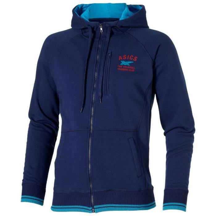 asics Hoodie - T-shirt course à pied Homme - Full Zip bleu