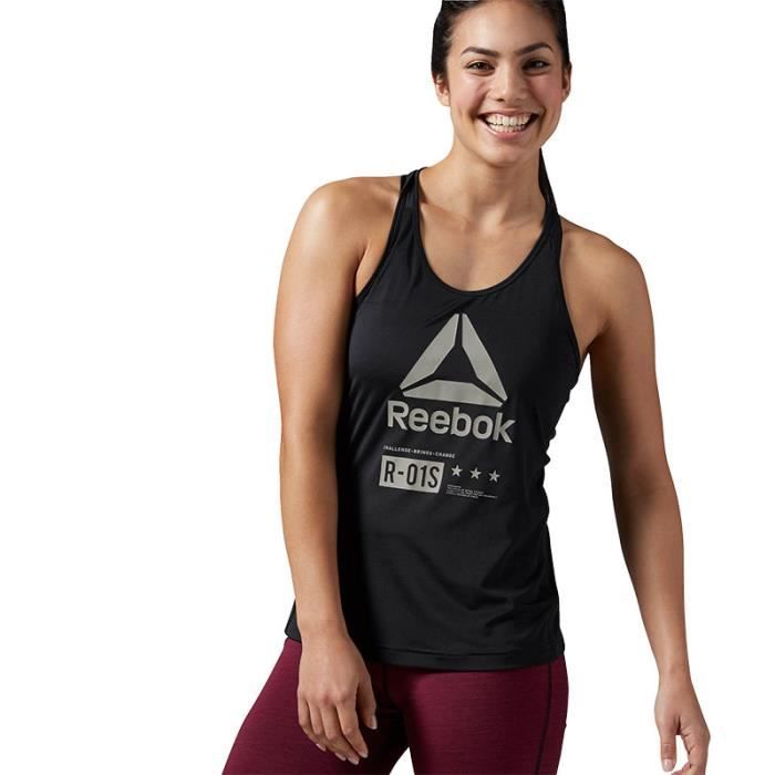T-shirt sans manches Reebok ActivChill Graphic noir femme