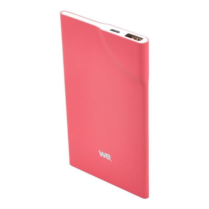 WE Batterie externe 3200mAh 1 port USB 1A - Bouton tactile - Fushia