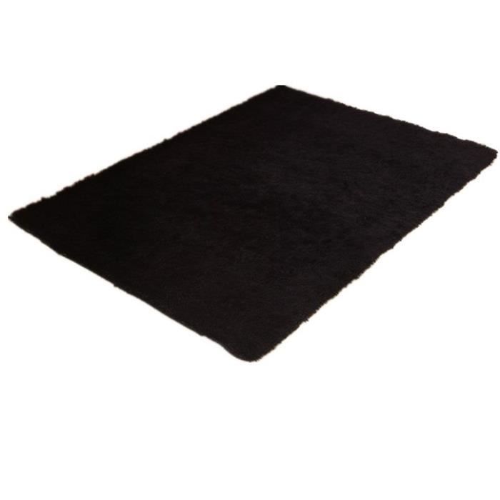 Tapis moelleux tapis antidérapant Shaggy tapis de sol tapis de sol fournitures de salon noir doux 80 * 160 CM