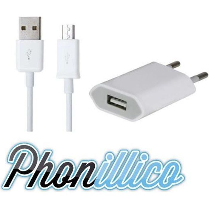 Chargeur Secteur et Cable USB compatible Wiko Cink Peax 2
