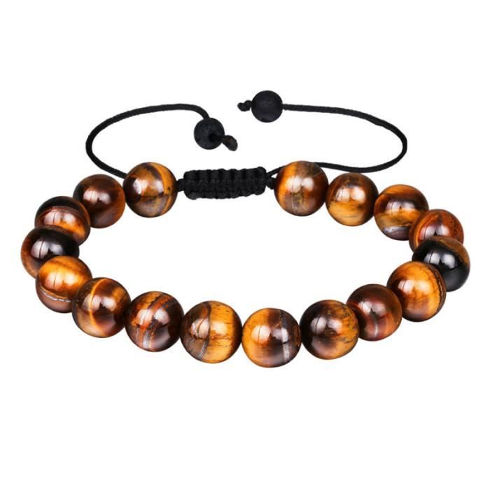 1 pc Bracelet de perles Nature tigre-oeil élastique réglable énergie sangle à la main en pierre pour BRACELET - GOURMETTE - JONC