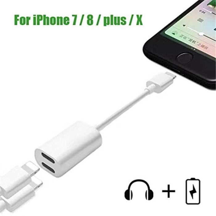 Magic Double Lightning Audio + Charger and Sync Data Dual Lightning Adapter compatible iPhone 7/7 Plus