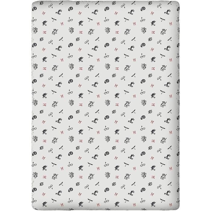 Warner Harry Potter Drap Housse 140x190 cm  Blanc