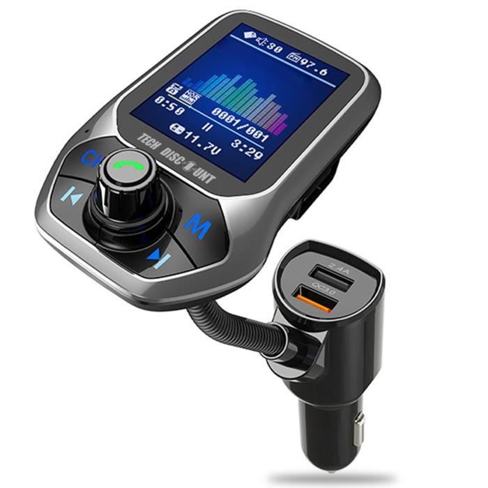 TD® Kit de Voiture Bluetooth Lecteur MP3 Transmetteur FM Micro Appel Mains Libres Recharge USB Écoute de morceaux MP3 voiture