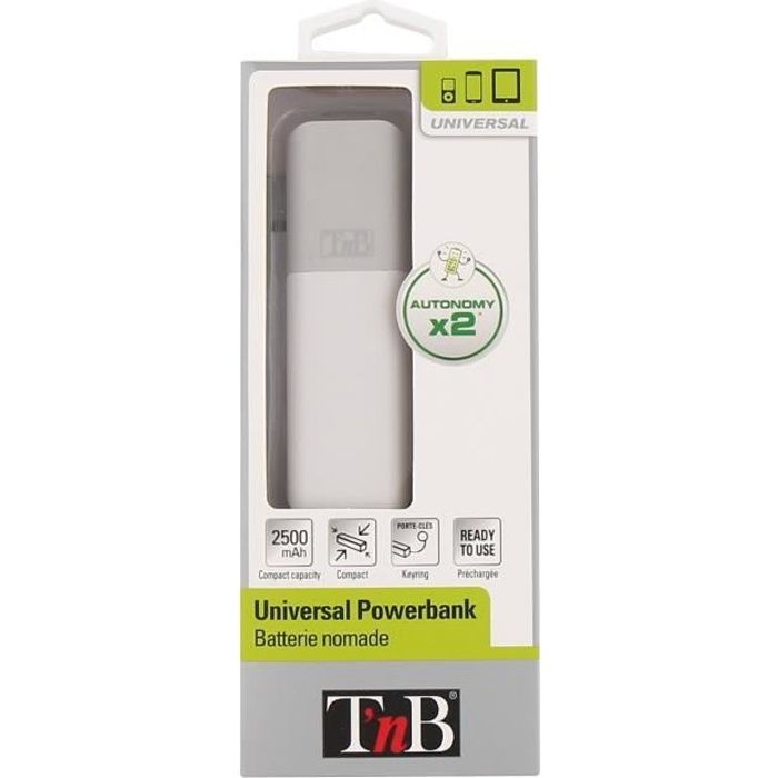 TNB Batterie externe de secours universelle 2500mA