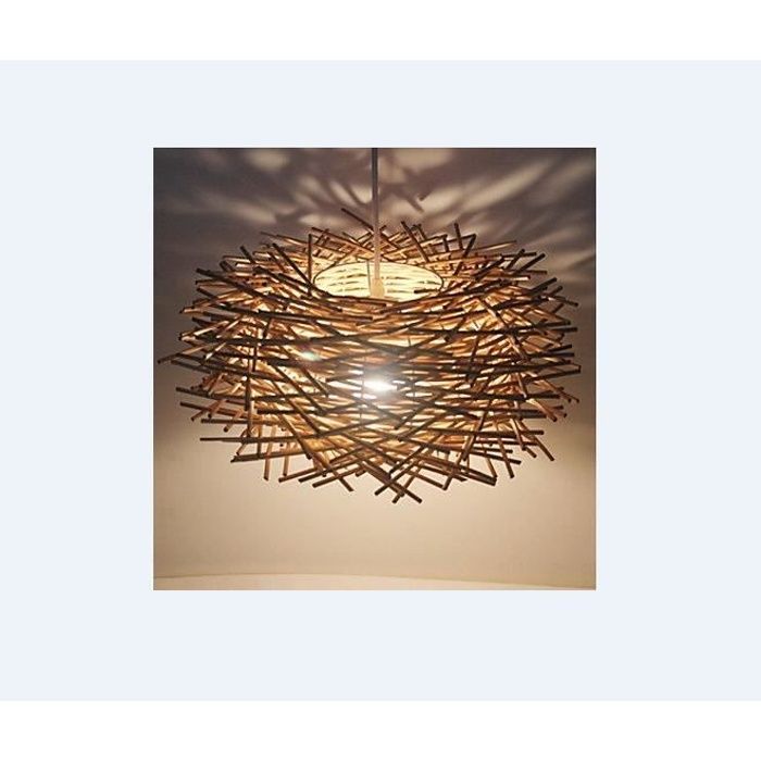 Modernes plafonniers 30CM lampe de plafond moderne Rural Restaurant en rotin tissé d'art Cany seule tête lustre lampe LED , bois