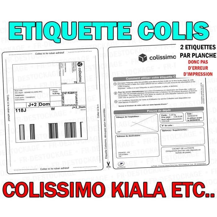 200 PLANCHES DE 2 ÉTIQUETTES - 400 ÉTIQUETTES - POUR COLISSIMO - MONDIAL RELAY - POINT RELAIS - COLISSIMO - UPS - DHL - CHRONOPOST -