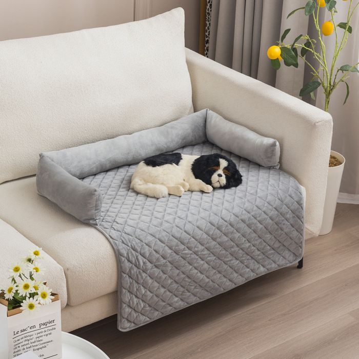 Meilleurs prix pour Panier pour Chien, Coussin Chien Lit pour Chien Lavable Fait Main, Protection de canapé, antidérapant Super Doux, 75 x 75 cm,Gris 1