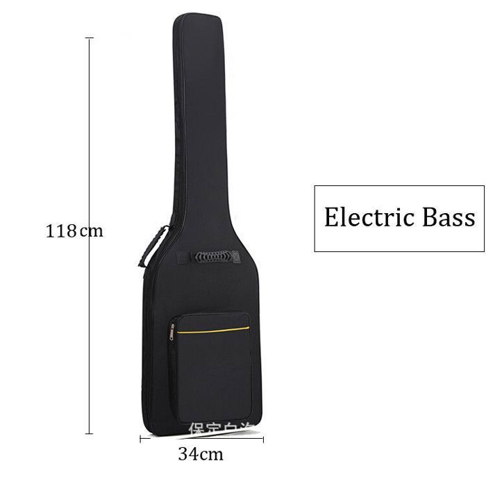 CAHAYA Housse Guitare Basse Électrique Gig Bag – Sac à Dos Rembourré 8 Mm, Poches Accessoires, Bretelles Confortables Noir