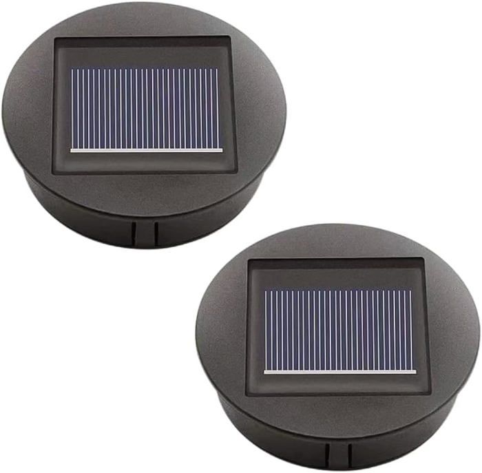Lot de 2 lampes solaires de rechange avec LED - Panneau solaire - Couvercle de rechange - Pour éclairage extérieur