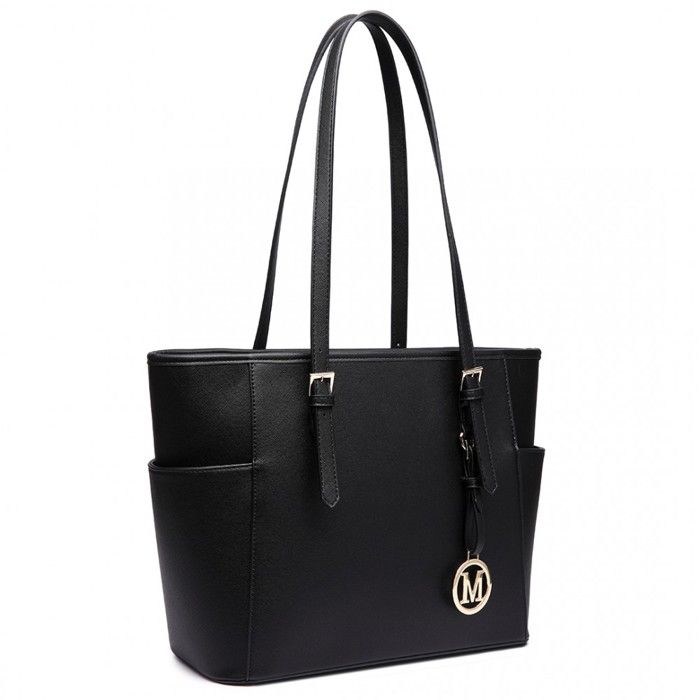 Sac à Bandoulière Femme 35x15x28cm Sac à Main Femme en Cuir Synthétique Sac  Cabas Fourre-tout pour L'école ou Travail Élégant Noir