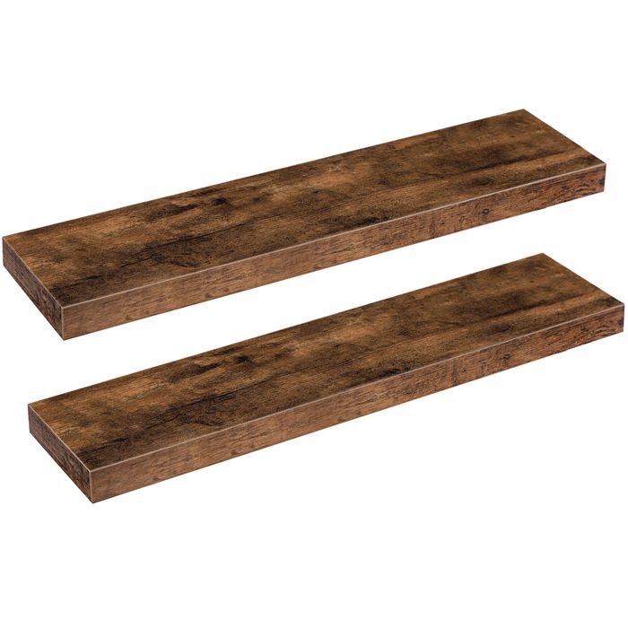 Étagères Murales - HOOBRO - Lot de 2 - Tablettes Flottantes - 80 cm - Salle de Bain - Marron Rustique