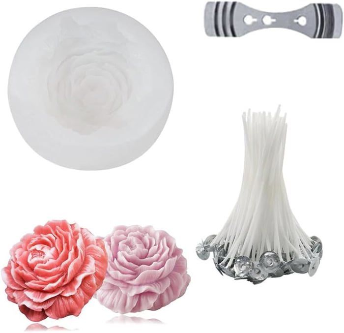 Moule Bougie Silicone Shein WYAHYQ Moules à Bougie En Silicone Forme Fleur De Rose Et Pivoine - Pour Résine Époxy, Savon Artisanal Stampi Per Resina