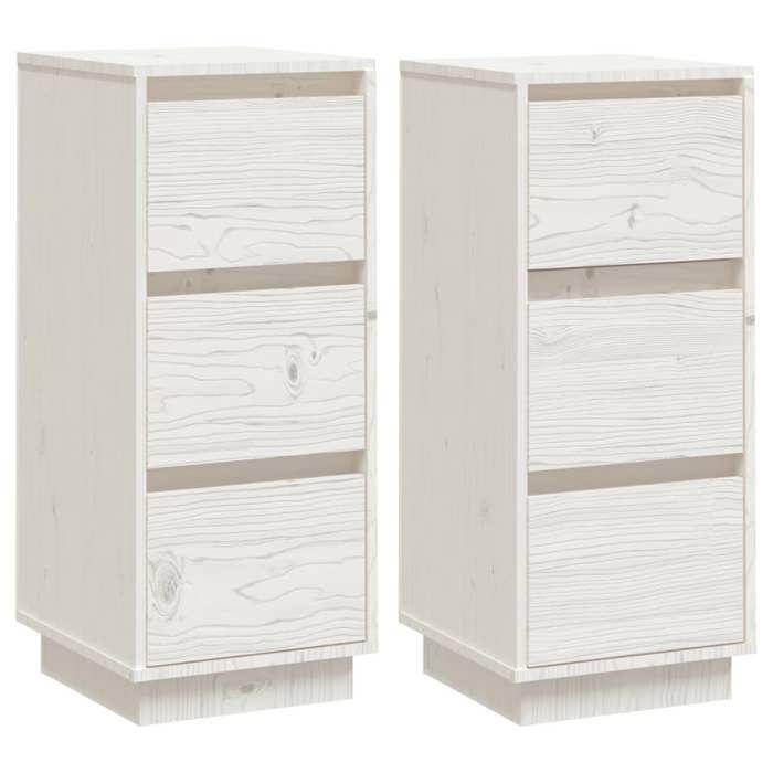 Buffet basarmoire commode Lot de 2 Buffets Blanc 32x34x75cm Bois massif de pin 2552023 FrenchDays