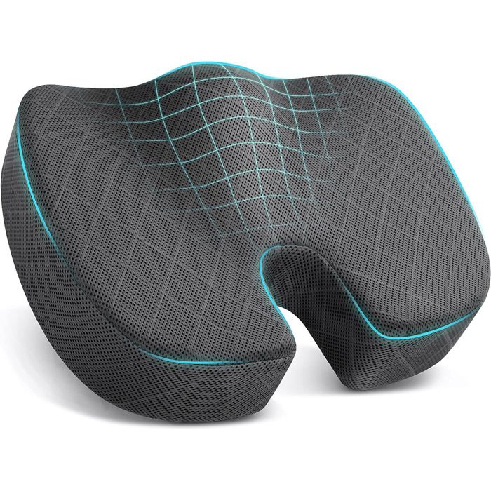 Coussin Ergonomique Siège En Mousse Mémoire - Pour Soulager Coccyx, Sciatique, Douleurs Dos - Bureau, Voiture, Chaise