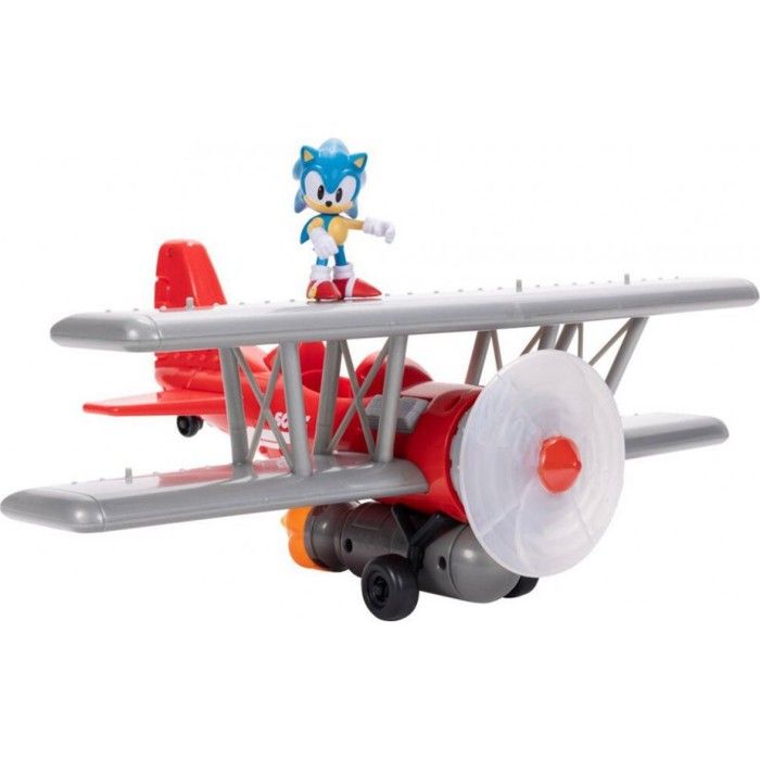 Jouet - JAKKS - Biplane et figurine Sonic Tornado - 6 effets sonores - 1 biplane + 1 figurine - Jeu vidéo