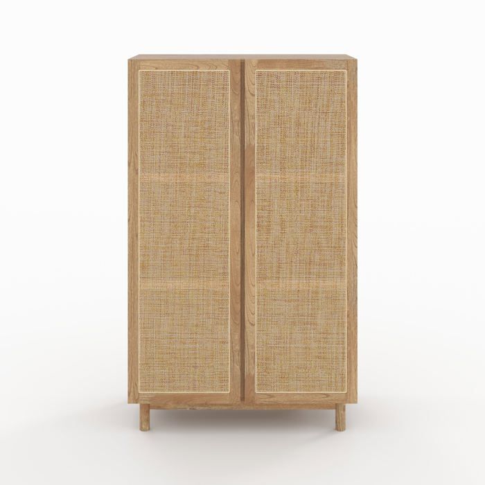 Armoire en bois massif de mindi et rotin - Delya - Maison Pavane Armoire en bois massif de mindi et rotin - Delya - Maison Pavane