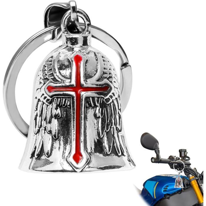 Cloche Gardienne Moto TENGWA - Porte-bonheur Ange Ou Odin, Alliage Zinc Argenté