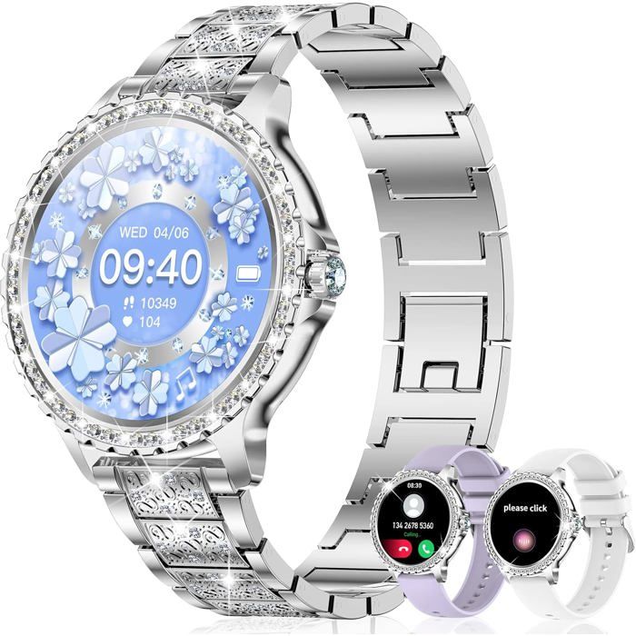 Montre Connectée Femme Avec Appel Diamond 1.32 Hd Montre Conecter Android Femme Fonction Féminine Fréquence Cardiaque [MON276]