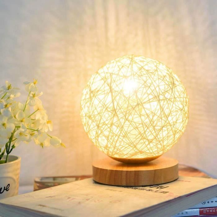 Lampe de nuit LED créative avec cadeau de lampe de chevet en bois décoration Prise européenne - Interrupteur à un bou LAMPE A POSER