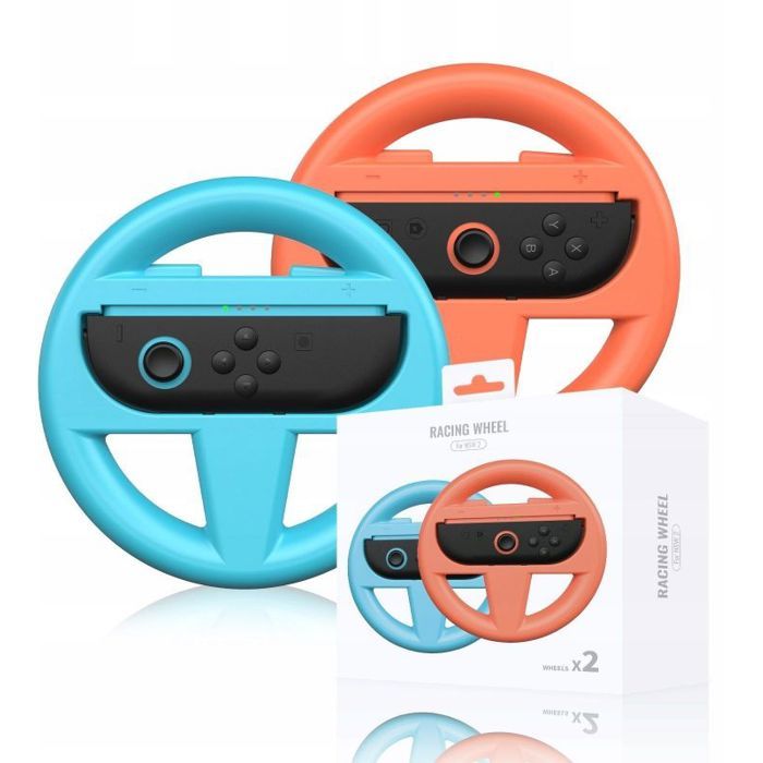 Volant jeux vidéo - JYS - NS2261 - 2x Volants - Compatible Nintendo Switch - Couleurs Bleu et Rouge