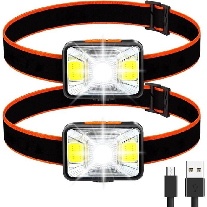 Lampe Frontale LED Rechargeable USB – 5 Modes – Puissante ​​pour Vélo Et Plein Air