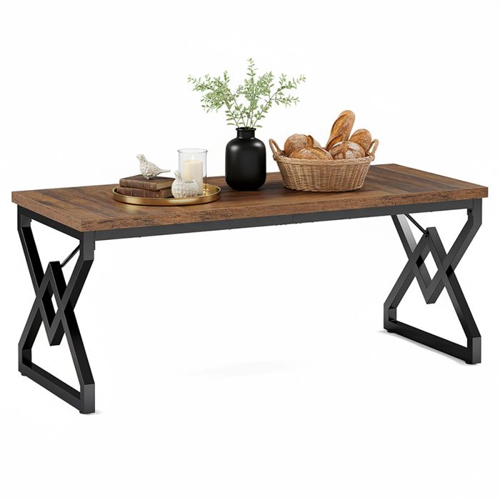 Table de salle à manger -160× 70 ×75 cm - table de cuisine pour salle à manger - pour 6-8 Personnes -Marron/Noir