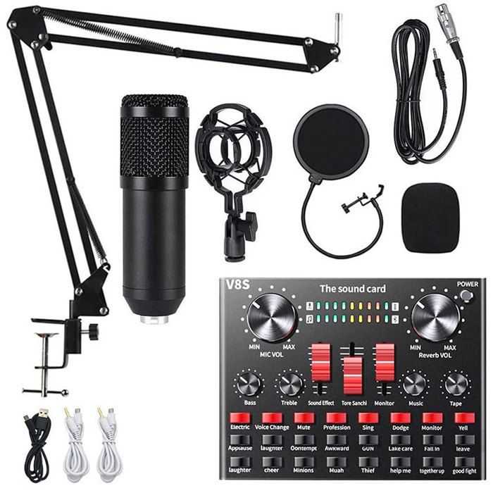 Garosa Kit de microphone à condensateur professionnel Ensemble de microphone à condensateur Kit