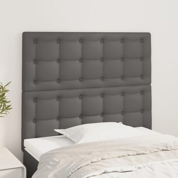 Tête de lit en similicuir - vidaXL - 90x5x118/128 cm - Gris - Hauteur réglable - Similicuir durable - Pieds en bois