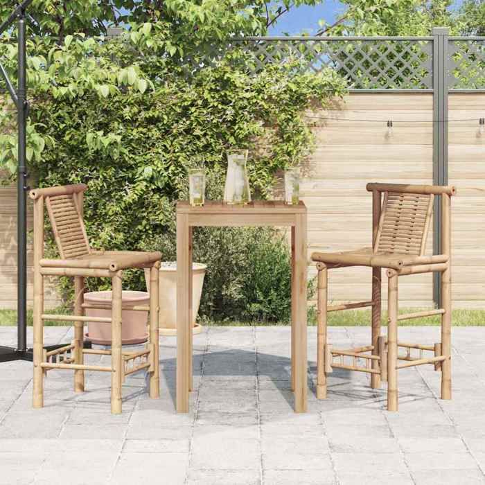 Brun Chaises de bar - SOLOMON - (lot de 2) - Fauteuils cuisine - bambou TT216